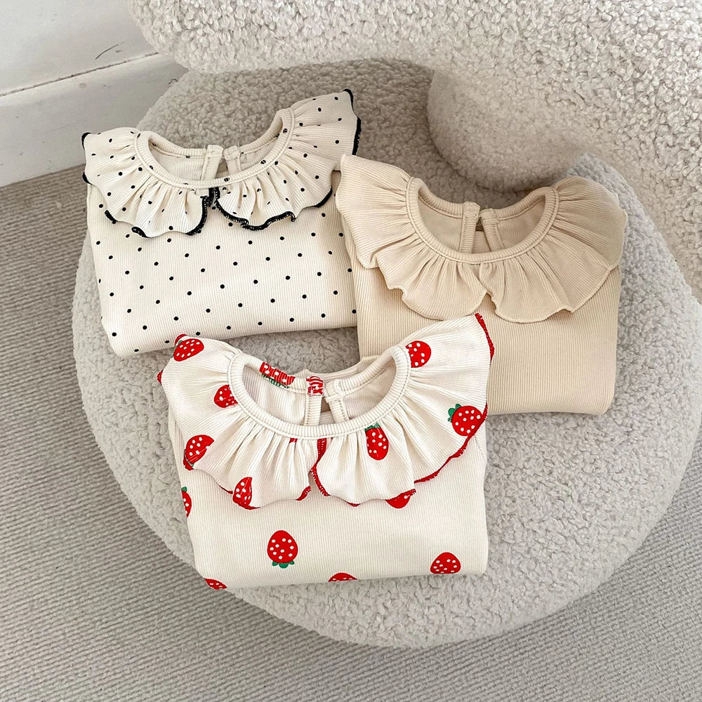 Baby Long-sleeve Shirt 6M-4T Baby Clothes Sweet Strawberry Infant Boy's Shirt Autumn Thin Baby Tops and Bottoms