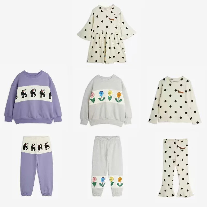 Kids Clothes Set 2026 Autumn Winter MR Brand Boys Girls Sweatshirt Pants Dress Ins Cotton Sports Top Trousers Children T Shirt