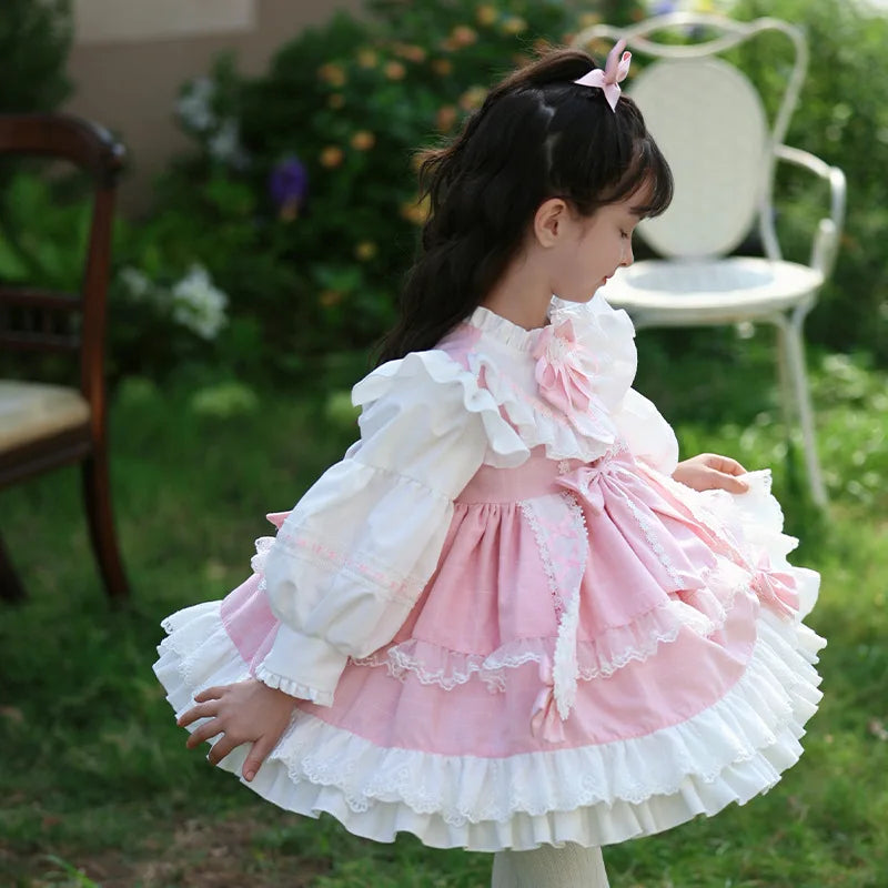 Girls' Baby Carnival Dress  Autumn Princess Dress cute pink dress lolita Children's high-end court Retro clothing 12 years old